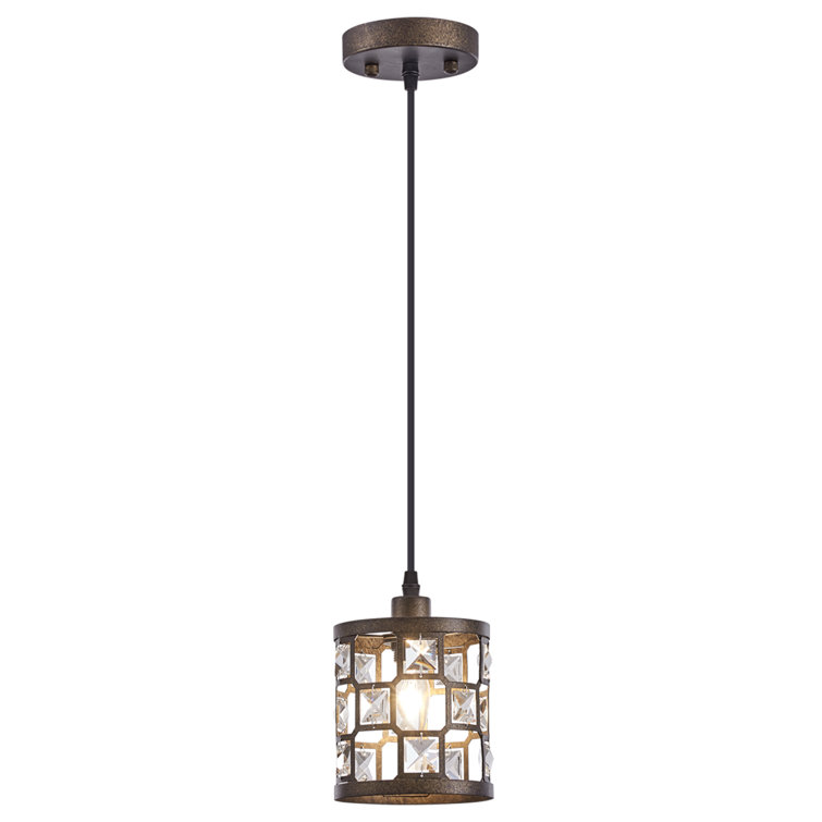 Mercer41 Rustic 1Light Mini Pendant Light, Adjustable Height Hanging